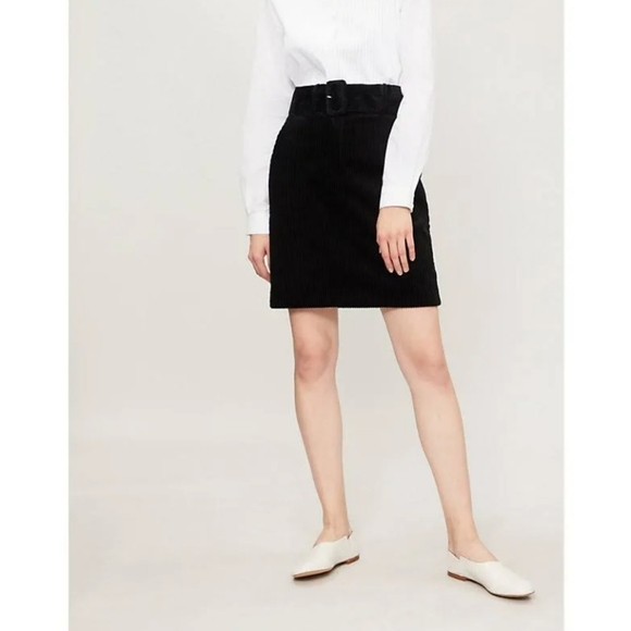 Sandro Paris black corduroy belted skirt - Picture 1 of 14